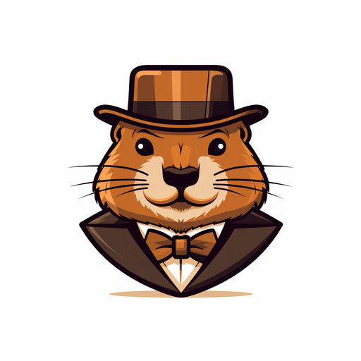 Minimalist style illustration of groundhog day, on white background