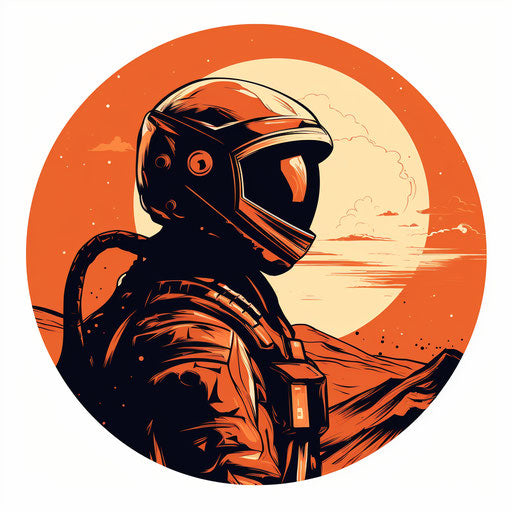 Mars clipart in Chiaroscuro Art style on white background