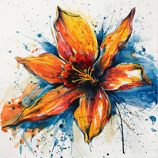 Expressionist narcissus flower tattoo design