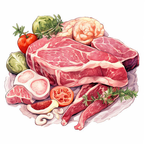 Meat illustration in Pastel Colors Art style, on white background