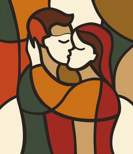 Man hugging woman icon, geometric style, animated gifs