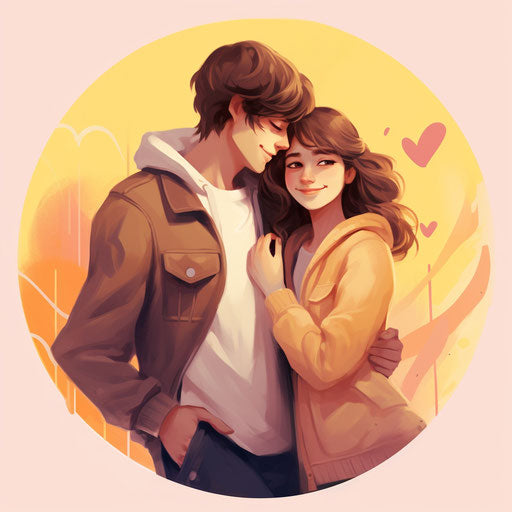 Hearts and hugs in colorful siya style, light yellow maroon