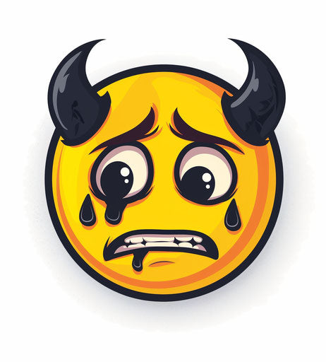 Crying smiley face vector art, cartoon style