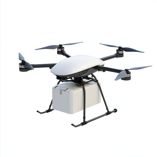 3D Delivery Drone on white background, photo realistic style, isolated clipart