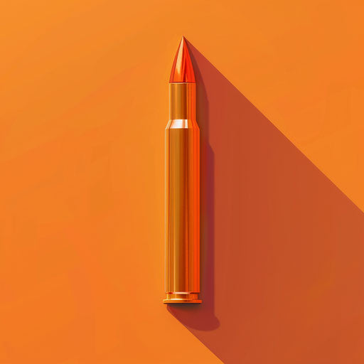 Realistic bullet clipart on sunset orange background