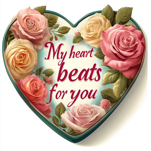 My heart beats for you - Heart-shaped box with roses