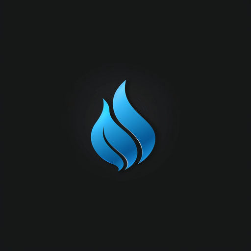Water logo in blue and black on a minimalist background