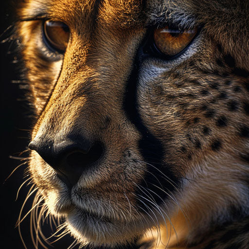 Close-up of a cheetah's face in the soft morning light
