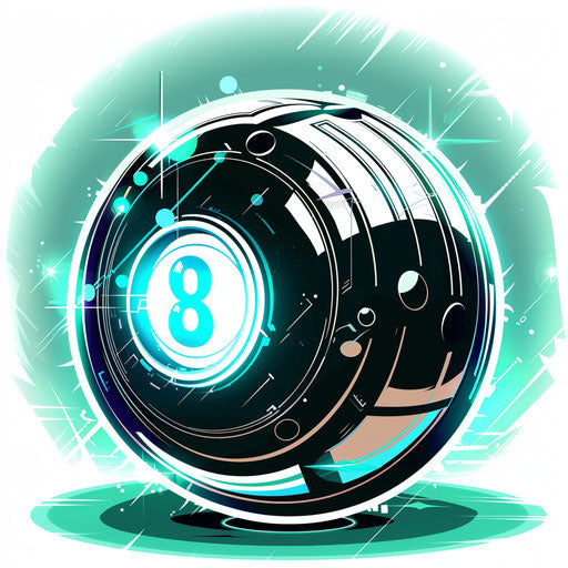 Futuristic 8 ball with holographic effects – IMAGELLA