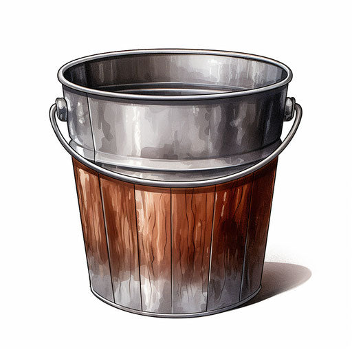 Bucket clipart in the style of Chiaroscuro Art