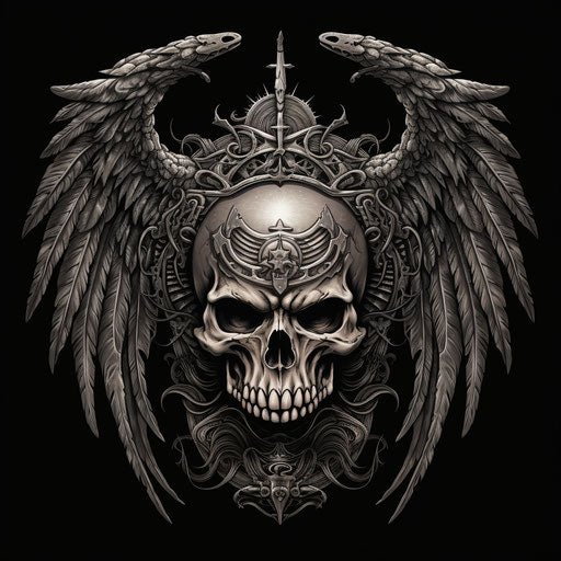 Skull with wings and devil's horns