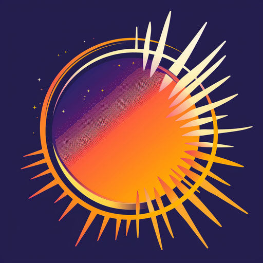 Circular logo with starburst, suggesting innovation and excitement