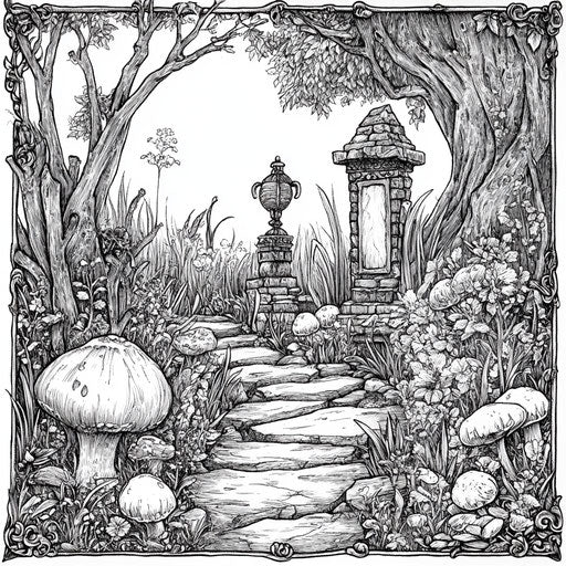 Gothic fairy garden with eerie elements