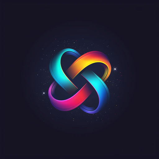 Retro simple logo design with neon colors and dark background