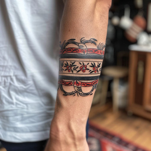 Armband tattoo of vintage sailor elements on the arm