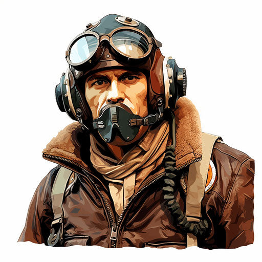 Pilot illustration in the style of Chiaroscuro Art, on white background