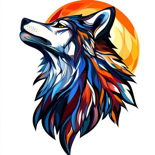 Flat tattoo sketch with geometric wolf pattern