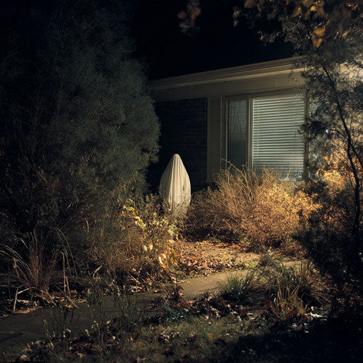 Mysterious figure in an autumn garden