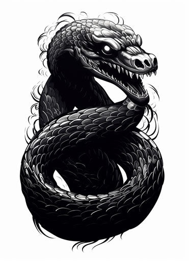 Black snake tattoo art cobra in realistic ink style
