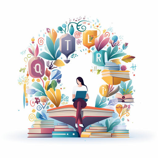 Minimalist style clipart on literacy, on a white background