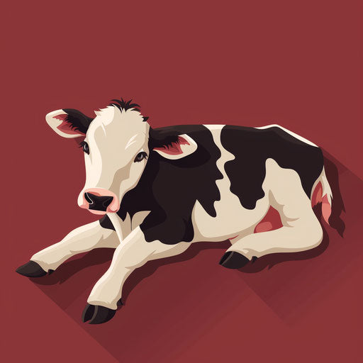 Deep maroon flat background with cute cow clipart