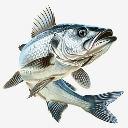 Realistic fish on flat metallic silver background