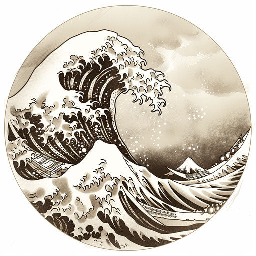Clipart tattoo sketch of a Japanese wave with vintage vibe