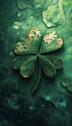 Shimmering shamrock on vibrant green background