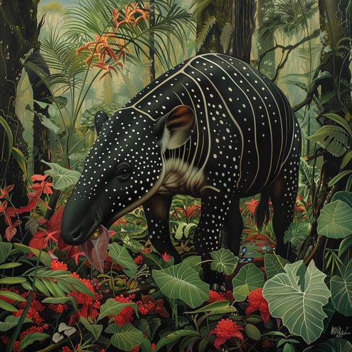 A Baird's tapir exploring the forest environment