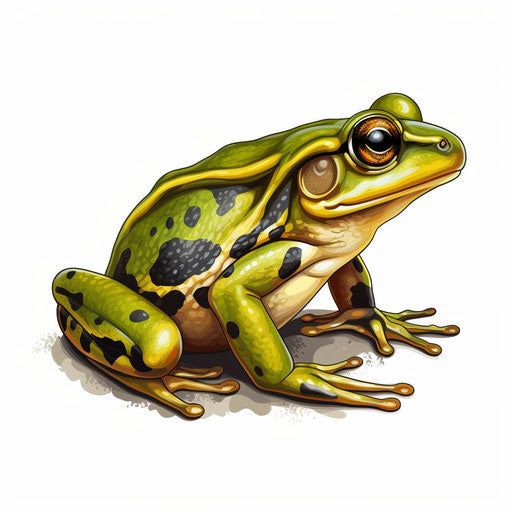 Frog illustration in the style of Chiaroscuro Art, on white background