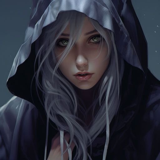 cute witch in black hood with face tattoo