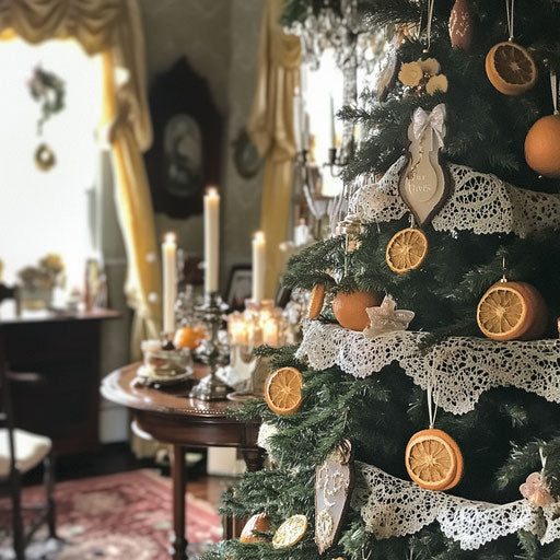 Historical Christmas tree in Victorian setting