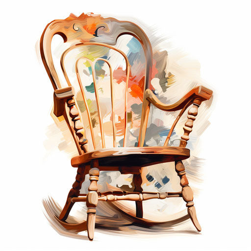 Chair clipart in the style of oil painting, on white background