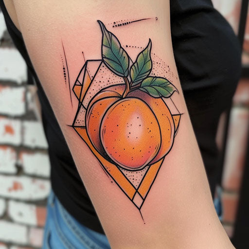 Flat tattoo sketch of punk rock peach with vibrant colors