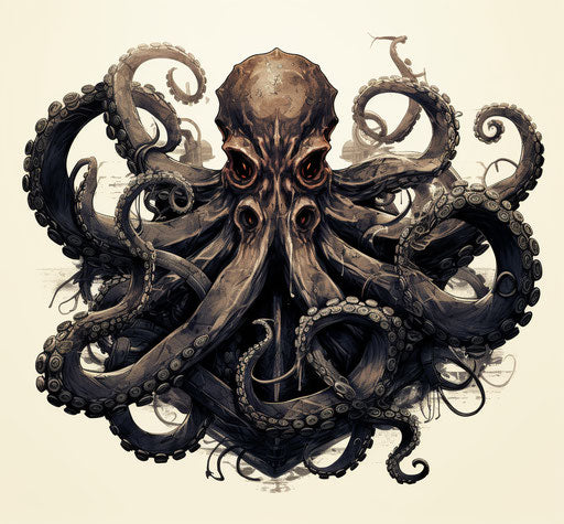 Octopus and anchor in vector illustration