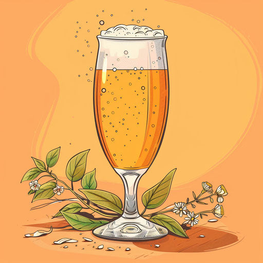 Beer illustration with abstract background, vintage filter, delicate lines