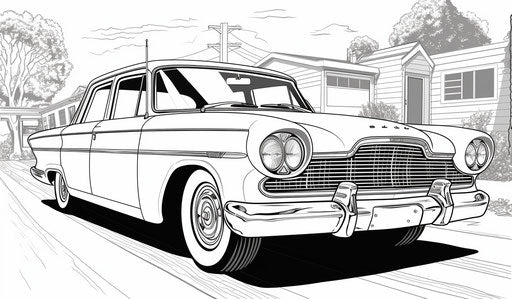 Black and white drawing of a car, stencil-based, masculine