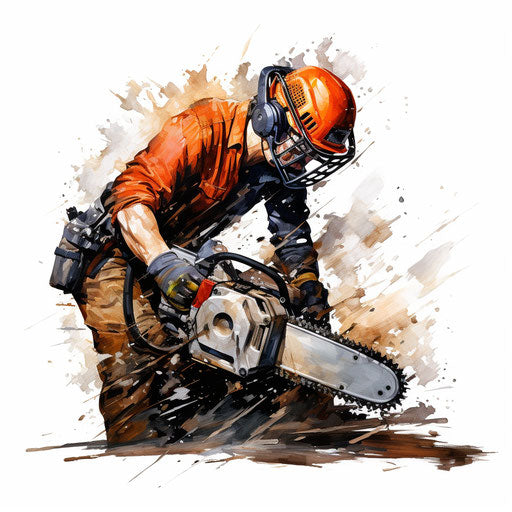 Chainsaw clipart in Oil painting style