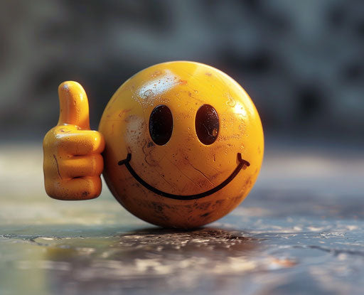 Smiling emoticon giving thumbs up