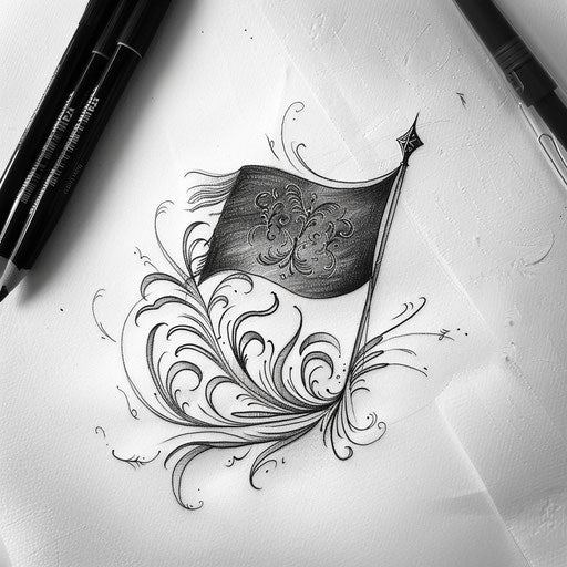 Black flag with elegant swirls