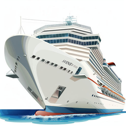 Realistic cruise ship clip art on flat white background
