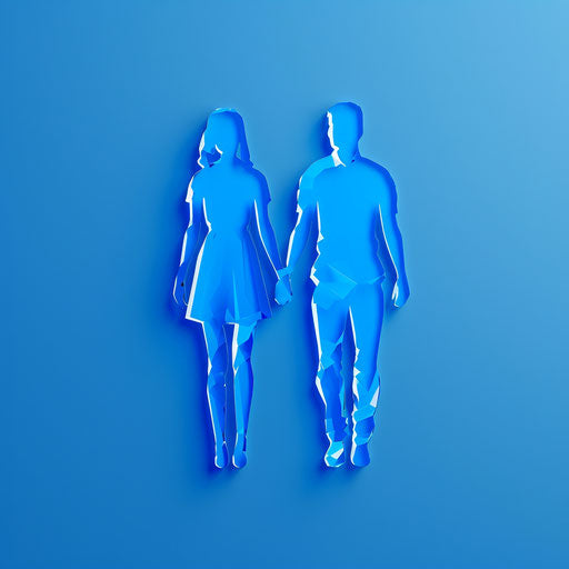 Illustration of people holding hands on royal blue background