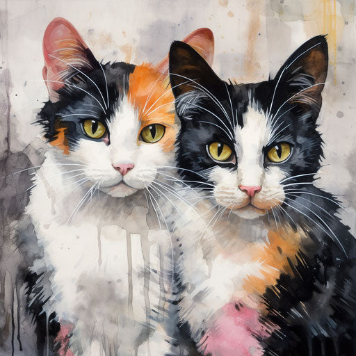 Two calico cats