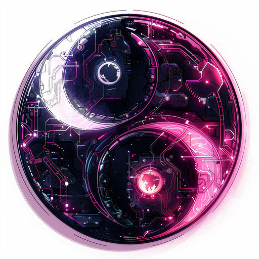 Futuristic cyberpunk yin and yang tattoo design