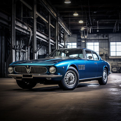 Bright blue classic Maserati Ghibli