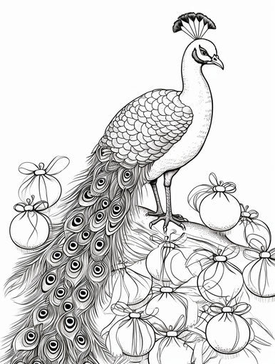 Christmas tree with gifts, black and white realism