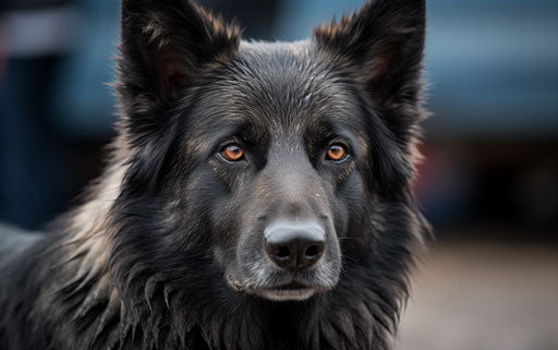 Russian shepherd for police work, heavy chiaroscuro style
