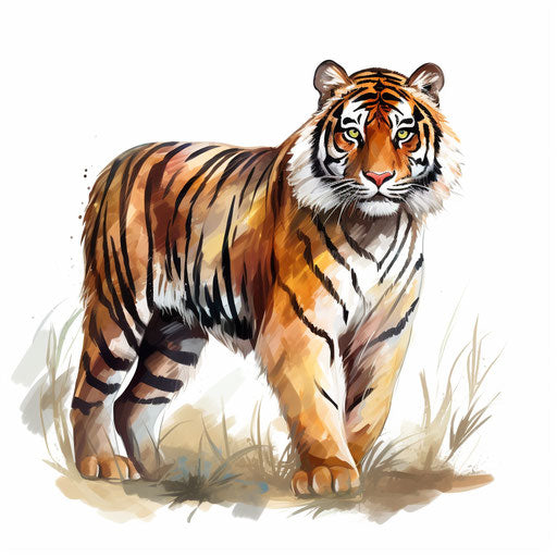 Tiger cartoon in Oil painting style on white background