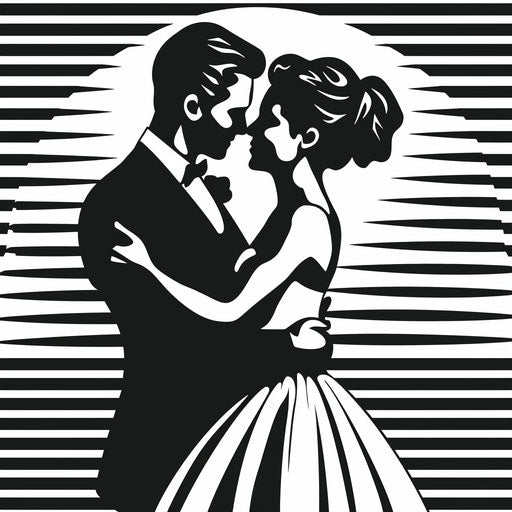 Bold wedding logo with high contrast black and white design