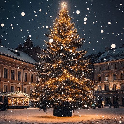 Outdoor Christmas tree in a city square